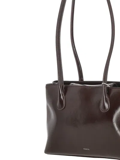 Stand Oil Square Low Rectangular Shoulder Bag In Brown