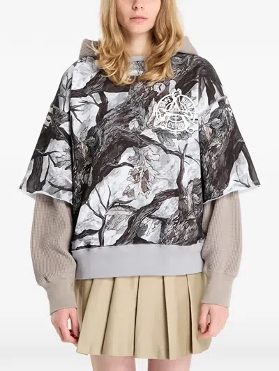 A Bathing Ape Tree Edge Camo Layered Hoodie In Black