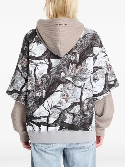 A Bathing Ape Tree Edge Camo Layered Hoodie In Black