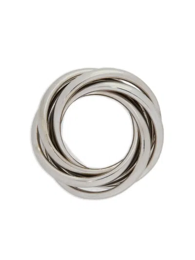 Jil Sander Multilayer Engraved-logo Ring In Silver