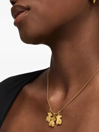 Tous Patterned Bear-shape Pendant In Gold