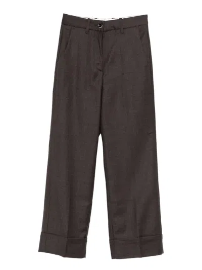 Nine In The Morning Mina Cuffed-hem Trousers In Brown
