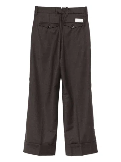 Nine In The Morning Mina Cuffed-hem Trousers In Brown