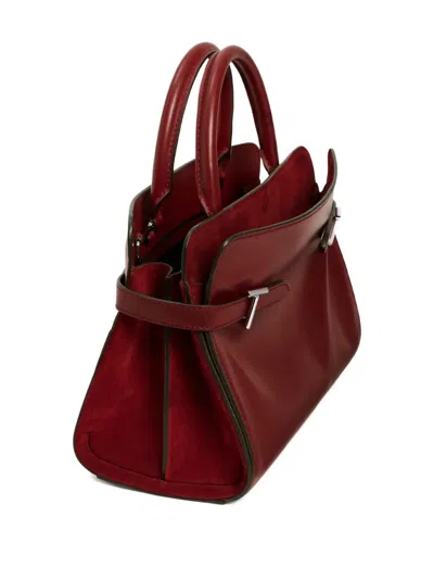 Le Tanneur Emie Medium Handbag In Smooth Leather And Nubuck In Red