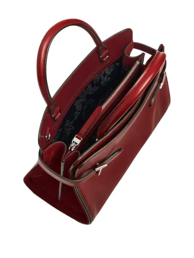 Le Tanneur Emie Medium Handbag In Smooth Leather And Nubuck In Red
