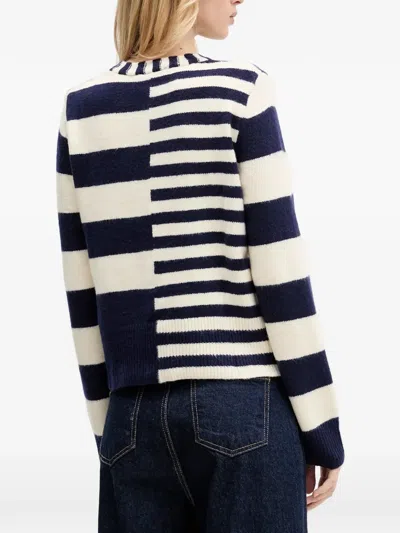 Desigual Mixed Stripe Sweater In Blue