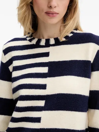 Desigual Mixed Stripe Sweater In Blue