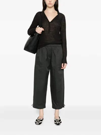 Psophia Drawstrings Cropped Trousers In Black