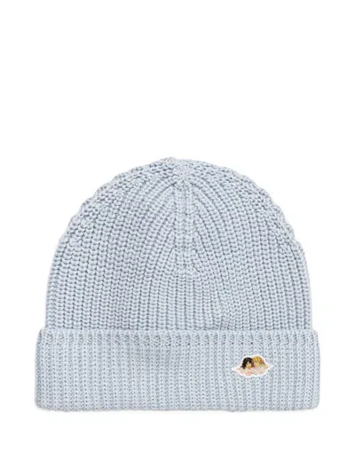 Fiorucci Angels-patch Knitted Beanie Hat In Blue