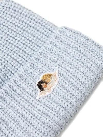 Fiorucci Angels-patch Knitted Beanie Hat In Blue