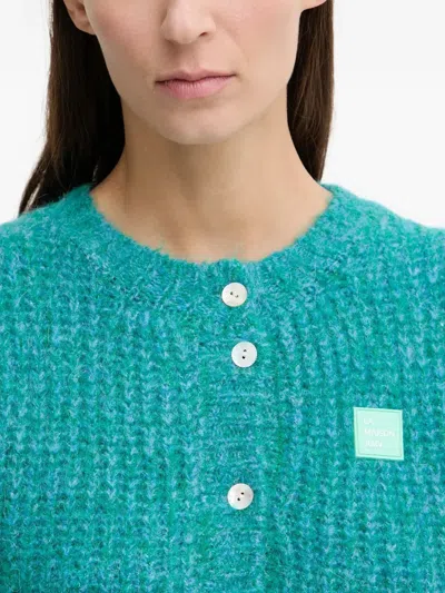 American Vintage East Button Patch Cardigan In Blue