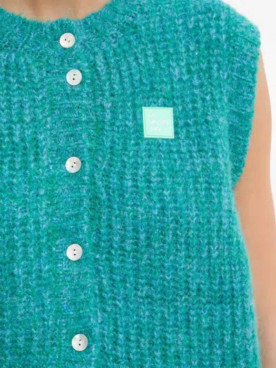 American Vintage East Button Patch Cardigan In Blue