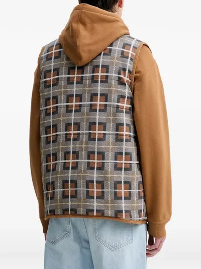 Dickies X Trasher Reversible Check-pattern Gilet In Brown