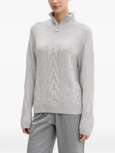 From Future Cable-knit Zip-up Sweater In Gray