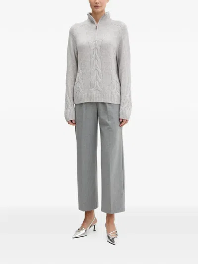 From Future Cable-knit Zip-up Sweater In Gray