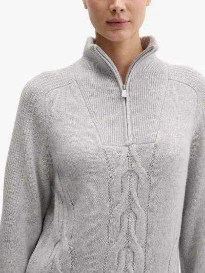 From Future Cable-knit Zip-up Sweater In Gray