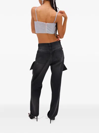 Area Embellished Hotfix Top In Blue