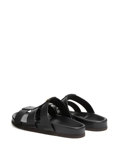 Valentino Garavani Studshield Logo-embellished Leather Sandals In Black