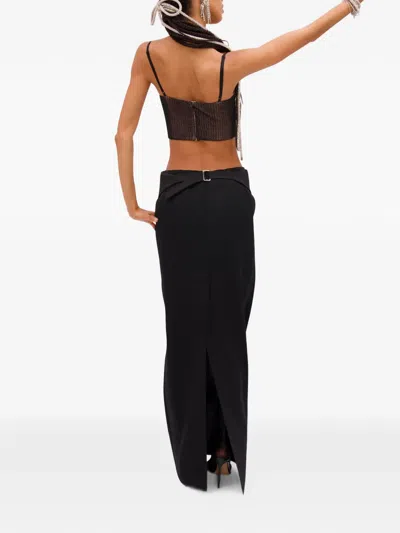 Area Crystal Hotfix Top In Brown