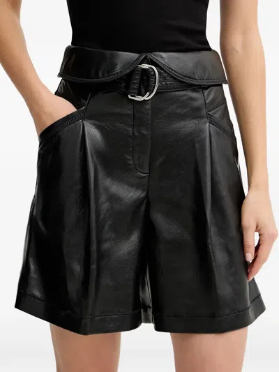 Hugo Boss Faux-leather Shorts In Black