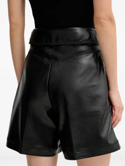 Hugo Boss Faux-leather Shorts In Black