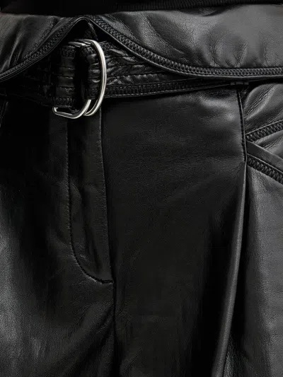 Hugo Boss Faux-leather Shorts In Black
