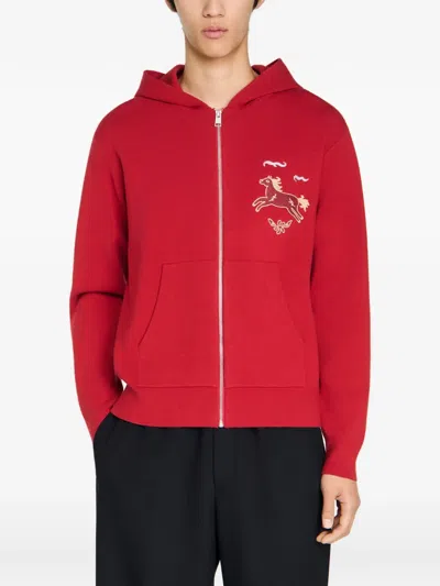 Sandro Zip-up Hoodie In Red