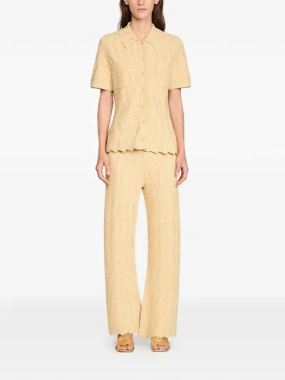 Sandro Zigzag-pattern Cardigan In Nude