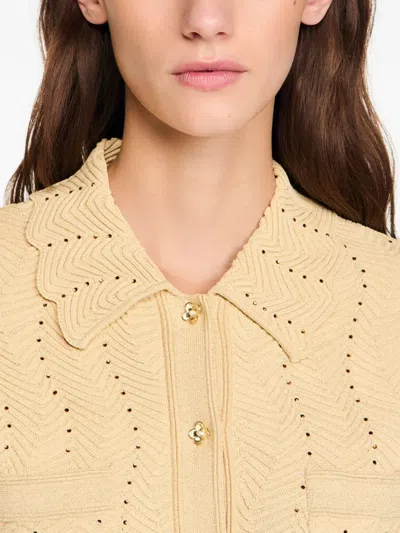 Sandro Zigzag-pattern Cardigan In Nude