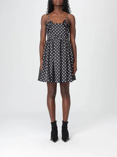 Ganni Multicolor Recycled Polyester Casual Dress In Black