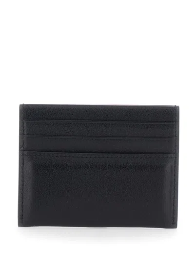 Givenchy Men Black Card Holder With Embossed Logo Lettering On Front And Rear In Leather Man In Black