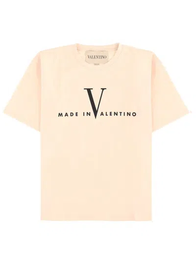 Valentino Garavani Cotton T-shirt With Made In Print Clothing In Neutral