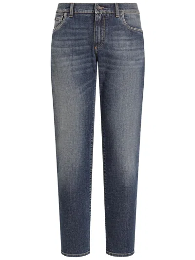 Dolce & Gabbana Regular-fit Blue Wash Stretch Jeans In Blue