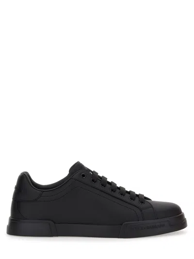 Dolce & Gabbana Portofino Light Sneaker In Calfskin For Men In Black