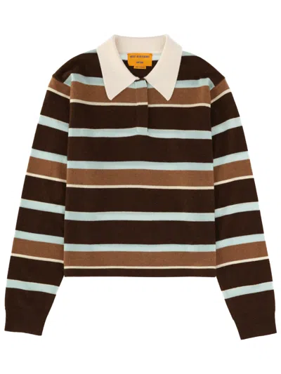 Guest In Residence Cropped Stripe Rugby Polo Shirt In Multi