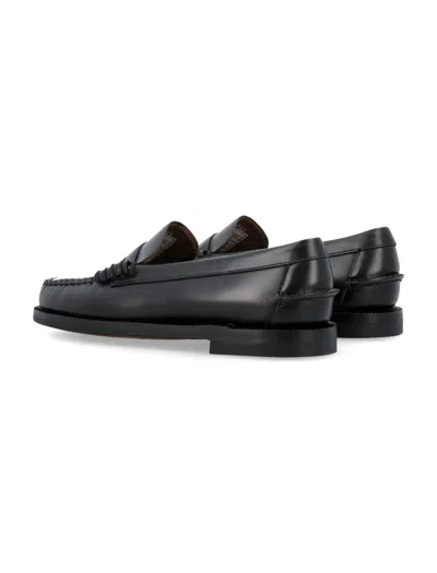 Sebago Classic Dan Brushed Leather Loafers In Black