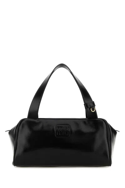 Miu Miu Black Leather Handbag In Black