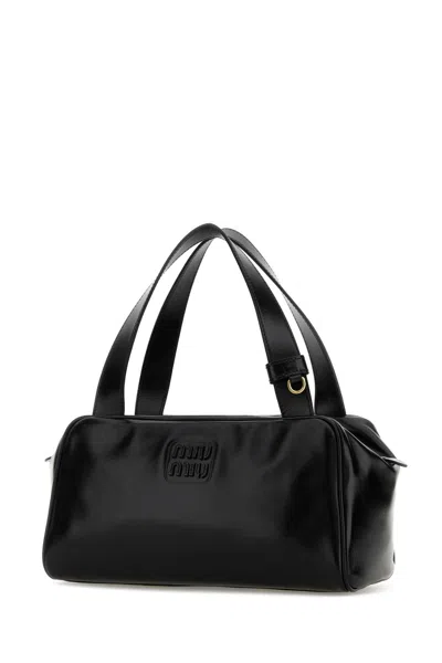 Miu Miu Black Leather Handbag In Black