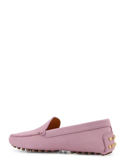 Tod's Suede Loafers With Engraved Logo On The Front In Pink