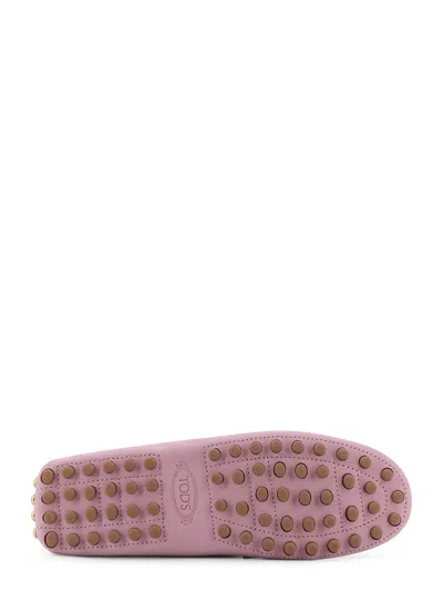 Tod's Suede Loafers With Engraved Logo On The Front In Pink