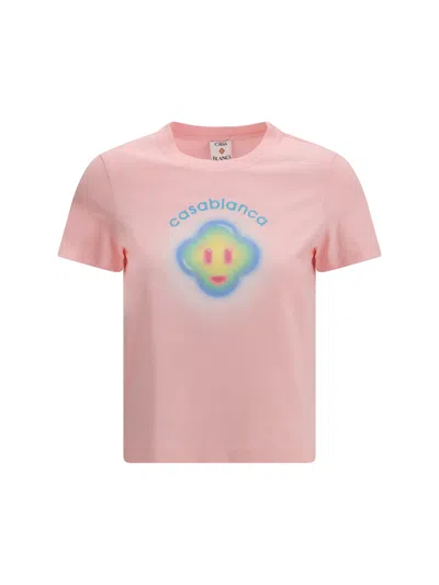 Casablanca Airbrush Smiley Fitted Short-sleeve T-shirt In Pink