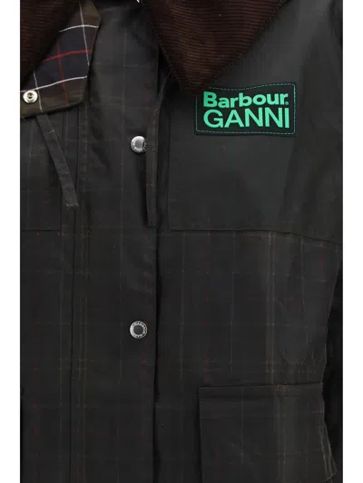 Barbour Tartan Waxed Duffle Coat By  X Ganni In Brown