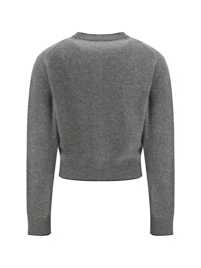 Chloé Fitted Logo Cardigan In Gray