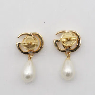 Gucci Gold And Pearl Brass Earrings In Gold
