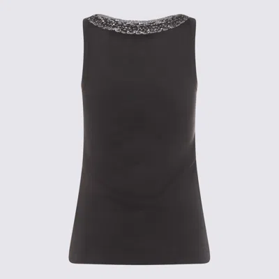 Fabiana Filippi Top Embellished Neckline Sleeveless Design Style In Black