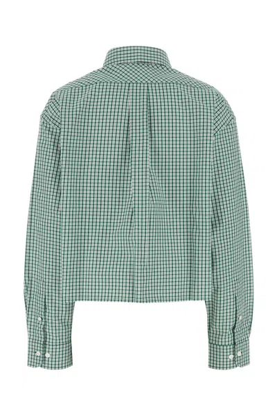 Miu Miu Check Cropped Button-front Shirt In Green