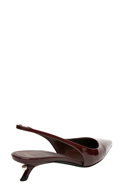 Alevì Pearl-embellished Slingback Pumps In Brown