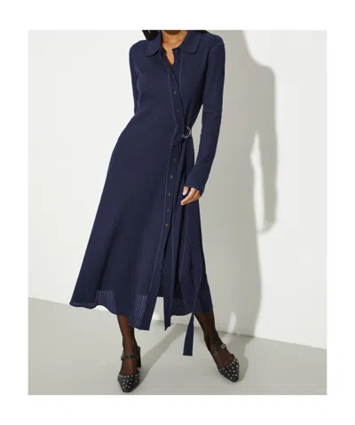 Maxco. Long Sleeve Shirt Dress In Blue