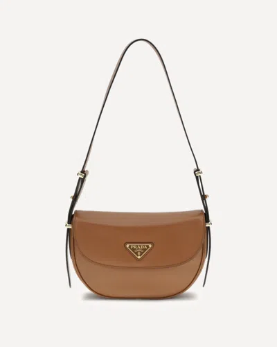 Prada Leather Shoulder Bag In Brown