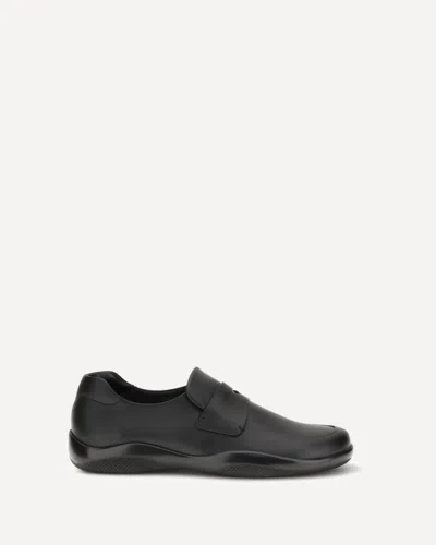 Prada Toblach Leather Loafers In Black